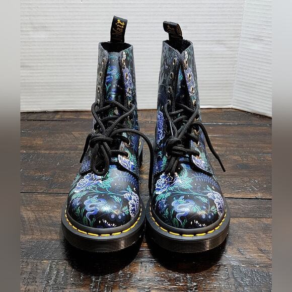 Dr Martens 1460 Pascal Mystic Floral Lace Up Leather‎ Boots Women Size 6 NEW - Picture 2 of 6